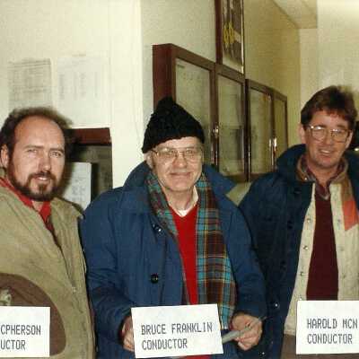 Photograph, B. MacPherson, Conductor, Bruce Franklin, Conductor, Harold D. McNiven.