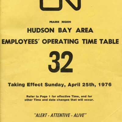 Employee Timetable, Prairie Region, Hudson Bay Area, "32", April 25th 1976.