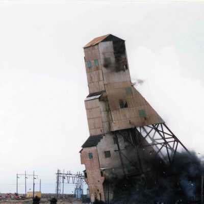 Photograph, Demolition of Falconbridge Number 5 Shaft, 1995.