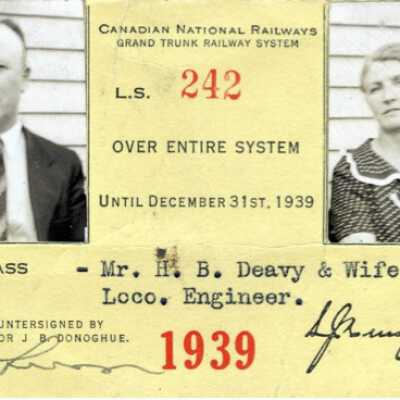 Canadian National: Entire System Pass, H. B. Deavy and Wife, 1939