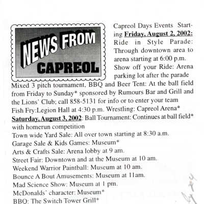 "News from Capreol" in Valley Vision, 24 July 2002