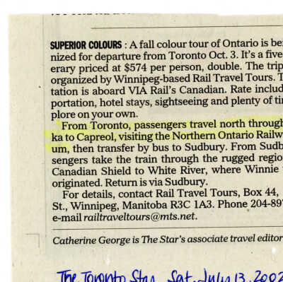 Superior Colours" in The Toronto Star, Saturday July 13, 2002