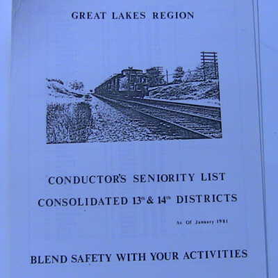 CN Rail Great Lakes Region Conductor's Seniority List: C0nsolidated 13th and 14th Districts, as of January 1981
