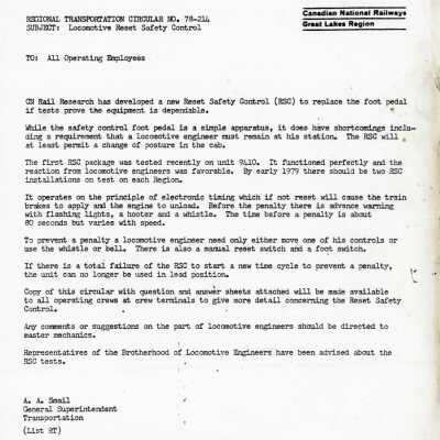 Document, CN Reset Safety Control Notification.