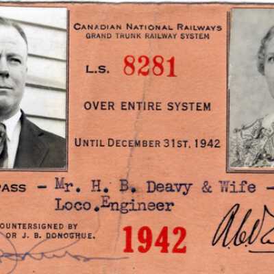 Canadian National: Entire System Pass, H. B. Deavy and Wife, 1942