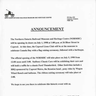 NORMHC 1998 Opening Announcement, April 11 2002