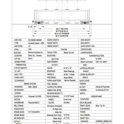 Document, Rolling Stock Plan, Canadian National Railway, CN380600-380628.