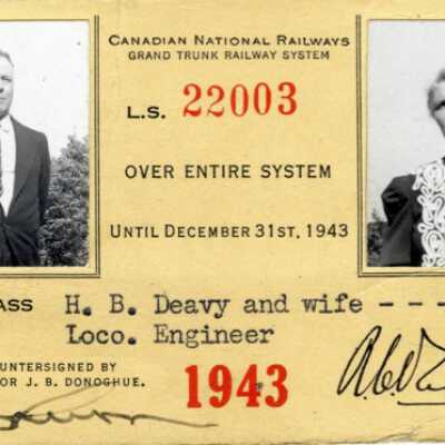 Canadian National: Entire System Pass, HB Deavy and Wife, 1943