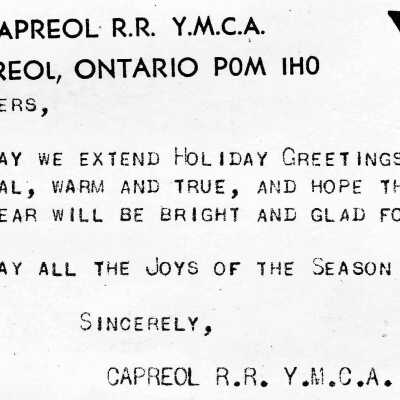 Newspaper Advertisement, Capreol Railroad YMCA.