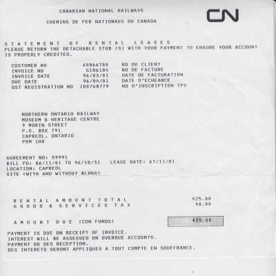 CN Statement of Rental Leases to NORMHC, March 1 1996