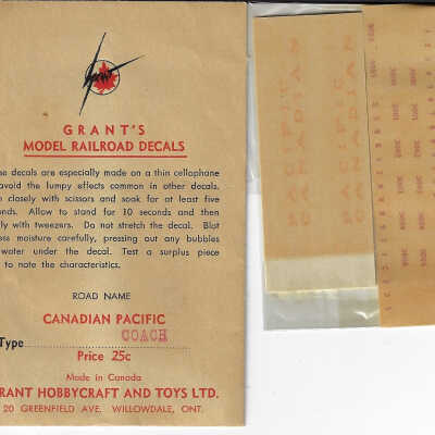 Model Railroad Decals: Canadian Pacific Coach