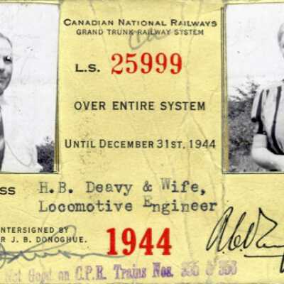 Canadian National: Entire System Pass, HB Deavy and Wife, 1944