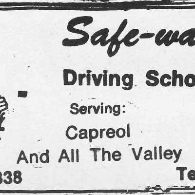 Newspaper Advertisement, Safe-way Driving School.