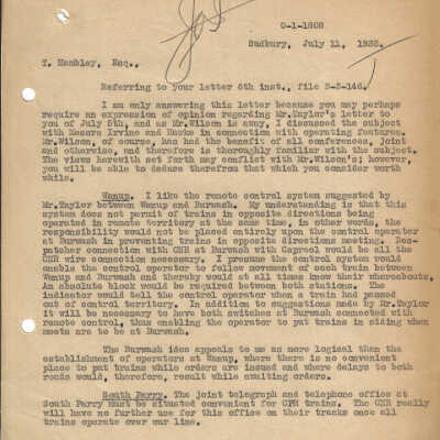 Letter Sent to T. Hambley, Esquire
