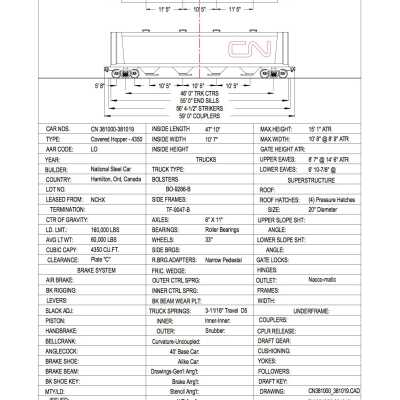 Document, Rolling Stock Plan, Canadian National Railway, CN381000-381019.