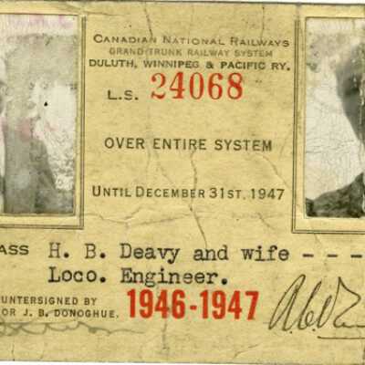 Canadian National: Entire System Pass, HB Deavy and Wife, 1946