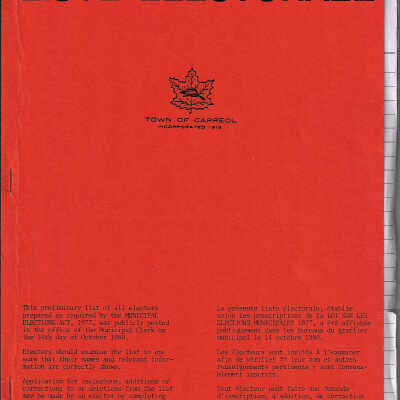 Town of Capreol Voters' List 1980