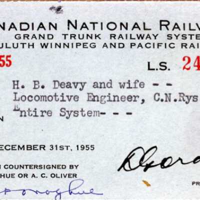 Canadian National: Entire System Pass, HB Deavy and Wife,1954