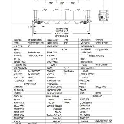 Document, Rolling Stock Plan, Canadian National Railway, CN381020-381024.