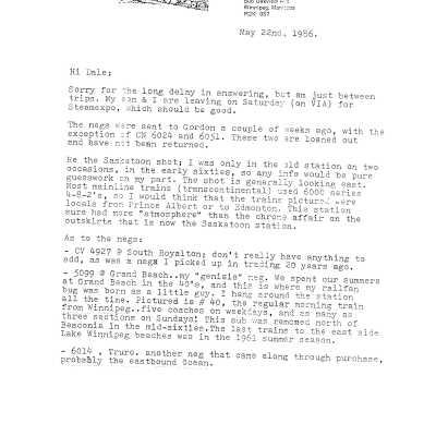 Letter from Carl Gay to Dale Wilson