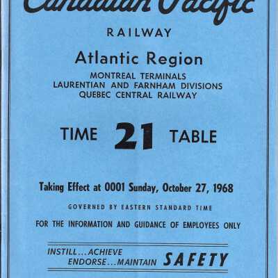 Canadian Pacific Railway - Atlantic Region - Montreal Division Time Table 21