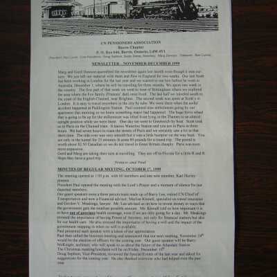 CN Pensioners Association November/December 1999 Newsletter