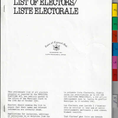 Town of Capreol Voters' List 1982