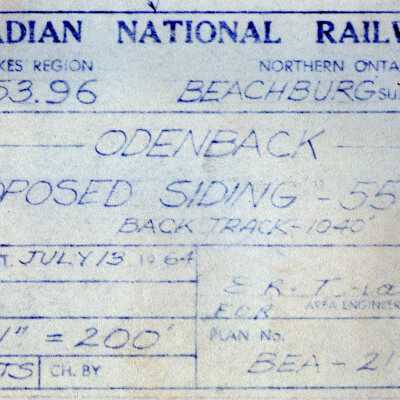 Canadian National: Plan Showing the Proposed Siding of 5500 feet to the Back Track of 1040 feet at Odenback