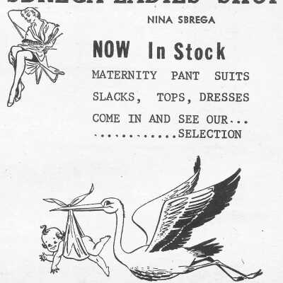 Newspaper Advertisement, Sbrega Ladies' Shop.