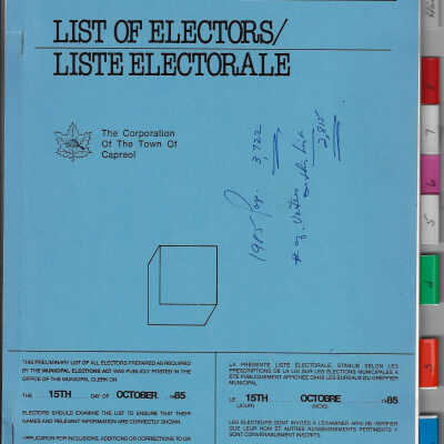 Town of Capreol Voters' List 1982