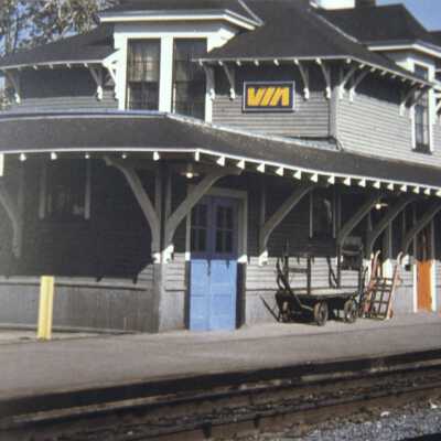 Photograph, CNR Station at Amqui, Quebec.