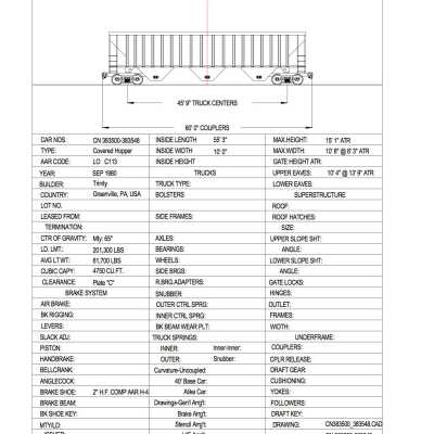 Document, Rolling Stock Plan, Canadian National Railway, CN383500-383548.