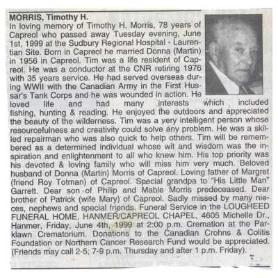 Document, Obituary, Timothy H. Morris