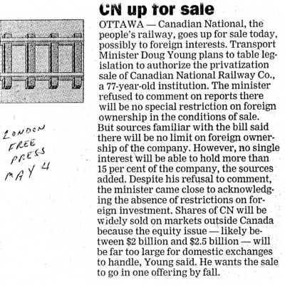 Document, CN Up For Sale.
