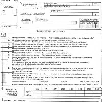 Document, CN Via Rail Audiogram, Blank.