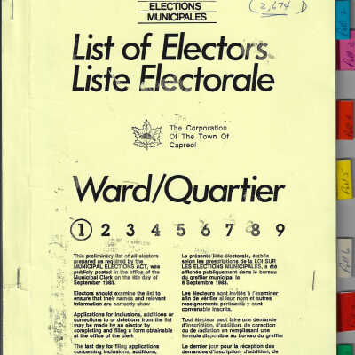 Town of Capreol Voters' List 1988