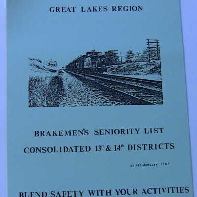 CN Rail Great Lakes Region Brakeman's Seniority List, Consolidated 13th and 14th Seniority Districts, Northern Ontario Division, as of January 1992