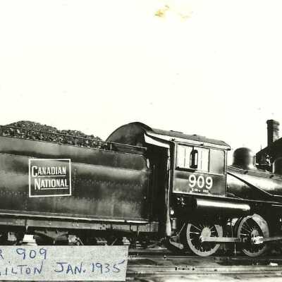Photograph, CNR Locomotive 909, Hamilton January 1935.