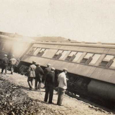 Photograph- Passenger Train Derailment Side Shot