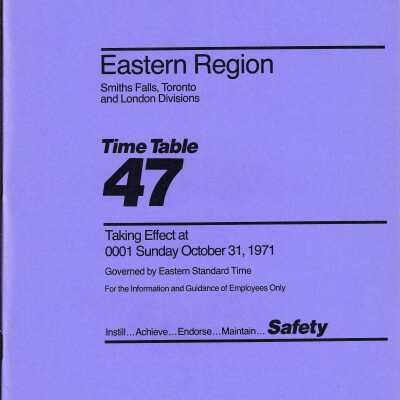 CP Rail - Eastern Region Time Table 47