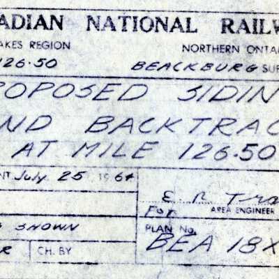 Canadian National: Plan Showing the Proposed Siding and Backtrack at Mile 126.50