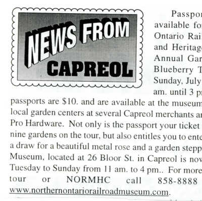 "News from Capreol" in Valley Vision, "Passports"