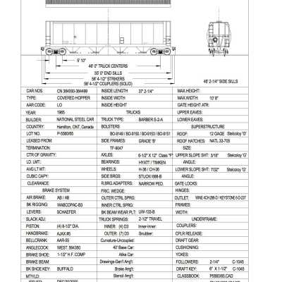 Document, Rolling Stock Plan, Canadian National Railway, CN384000-384499.