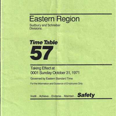 CP Rail - Eastern Region Time Table 57