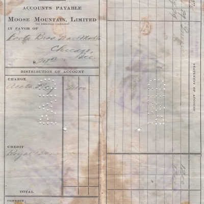 Photograph, Cheque, Moose Mountain Mine, Sellwood, Ontario.