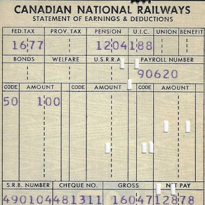 Canadian National: Statement of Earnings and Deductions, 1962