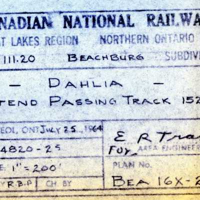 Canadian National: Plan Showing the Extended Passing Track (1527’) at Dahlia