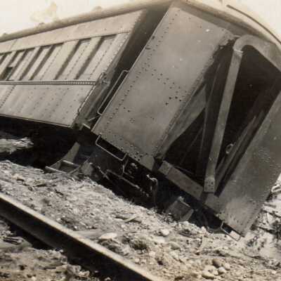 Photograph- Derailed Passenger Car