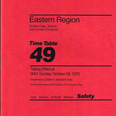 CP Rail - Eastern Region Time Table 49