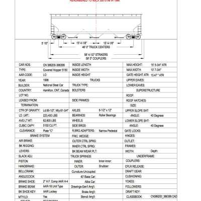 Document, Rolling Stock Plan, Canadian National Railway, CN386200-386399.